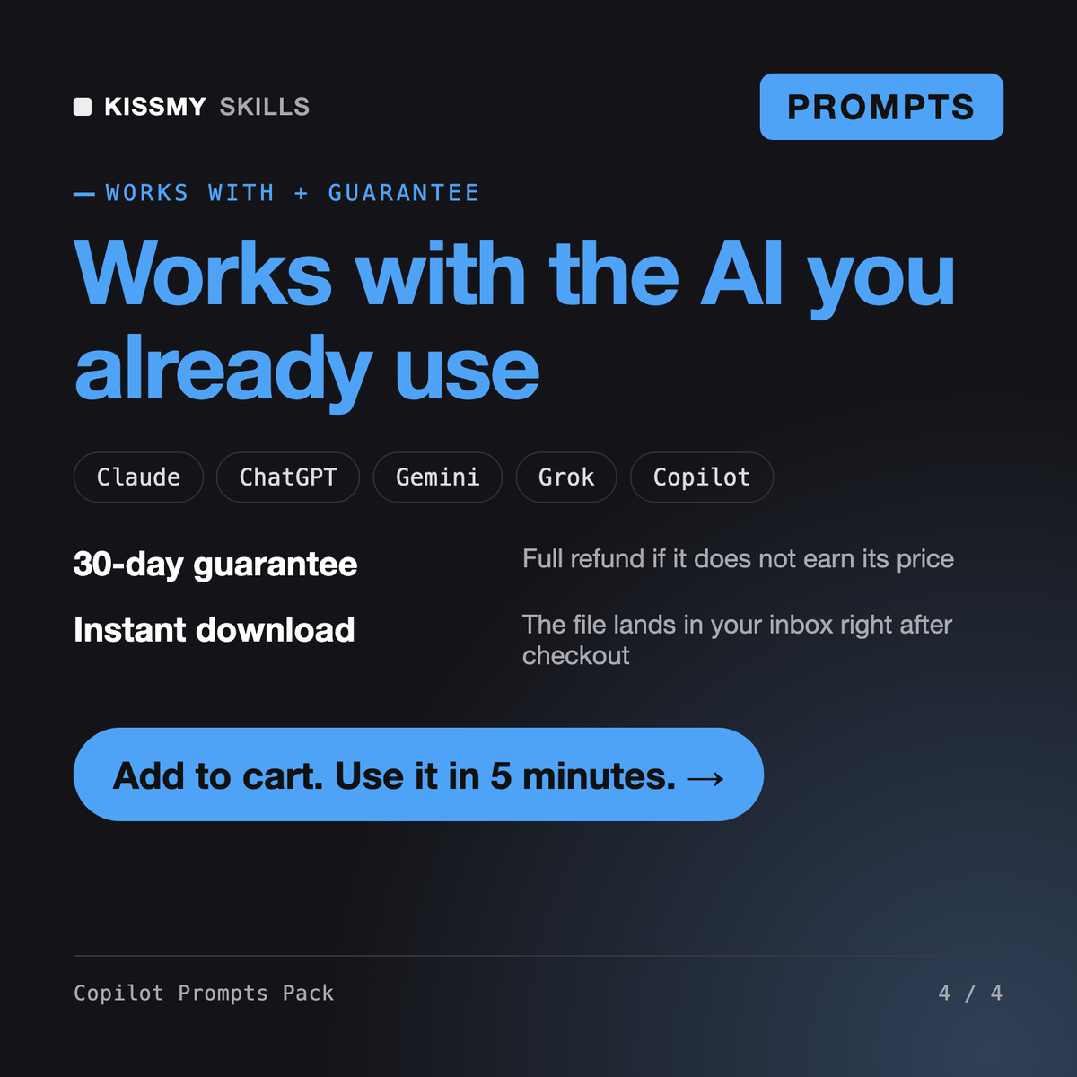 The Copilot Prompts Pack - Microsoft 365 & GitHub Copilot Prompts for Word, Excel, Outlook, Teams and Code works with Claude, ChatGPT, Gemini and any AI chat, 30-day money-back guarantee