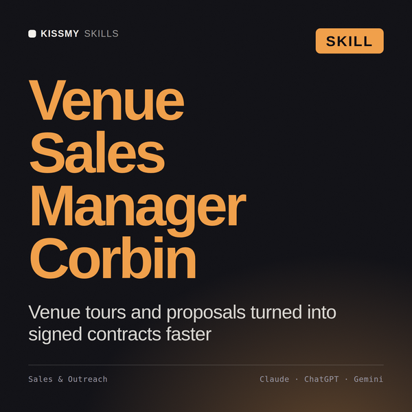 Venue Sales Manager, Corbin AI skill by KissMySkills, cover