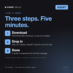 How the Corisande - AI Advisory Board Agent works in three steps: download, drop it into your AI chat, done