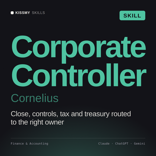 Corporate Controller, Cornelius AI skill by KissMySkills, cover