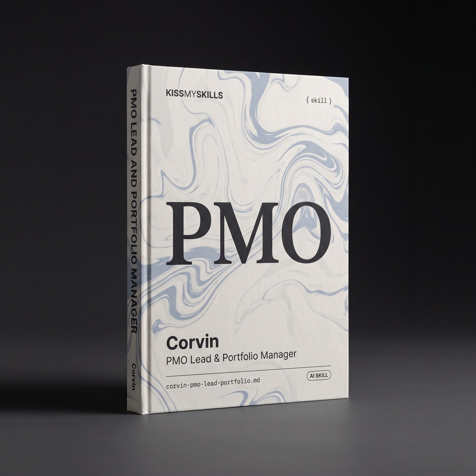 PMO Lead / Portfolio Manager Claude skill by KissMySkills, hardcover volume cover