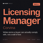 Licensing Manager, Corvina AI skill by KissMySkills, cover