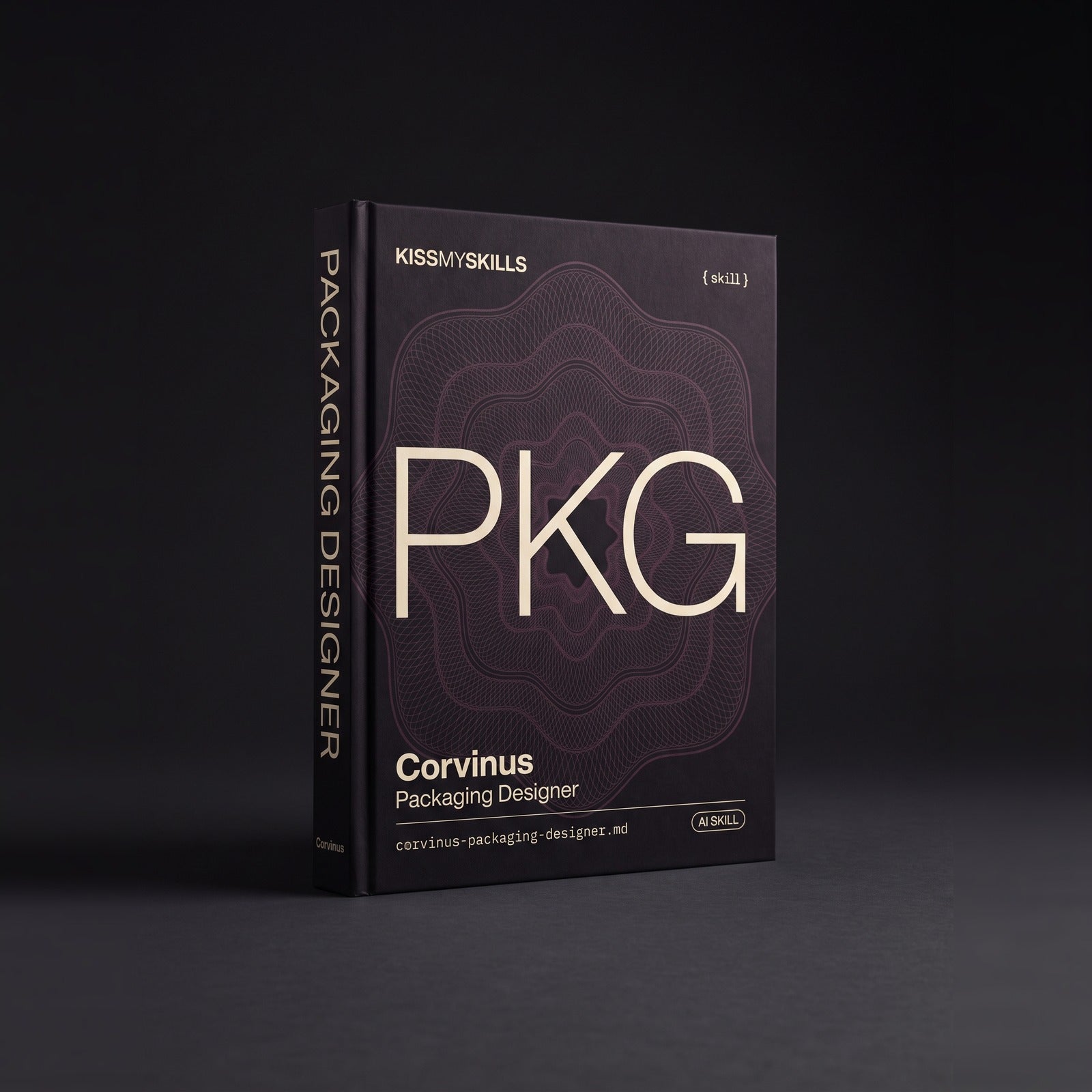 Packaging Designer Claude skill by KissMySkills, hardcover volume cover