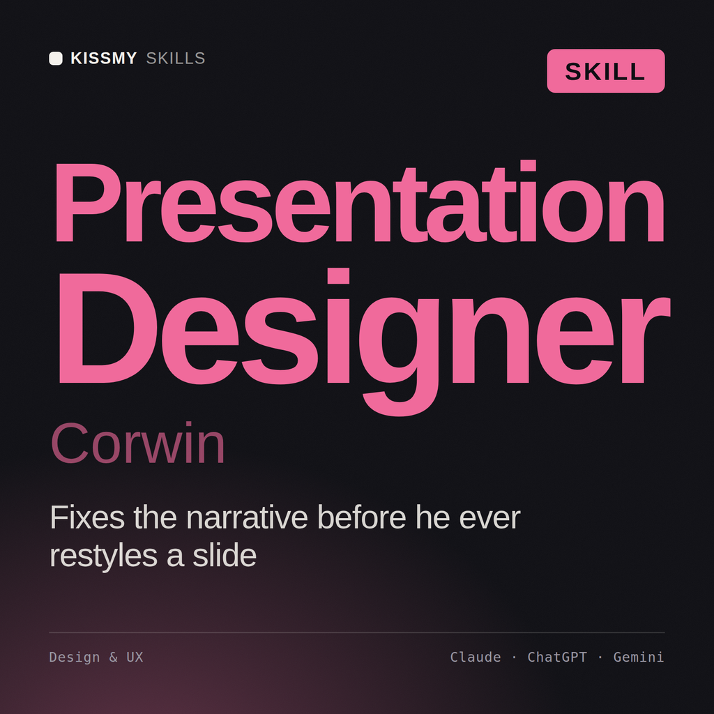Presentation Designer, Corwin AI skill by KissMySkills, cover