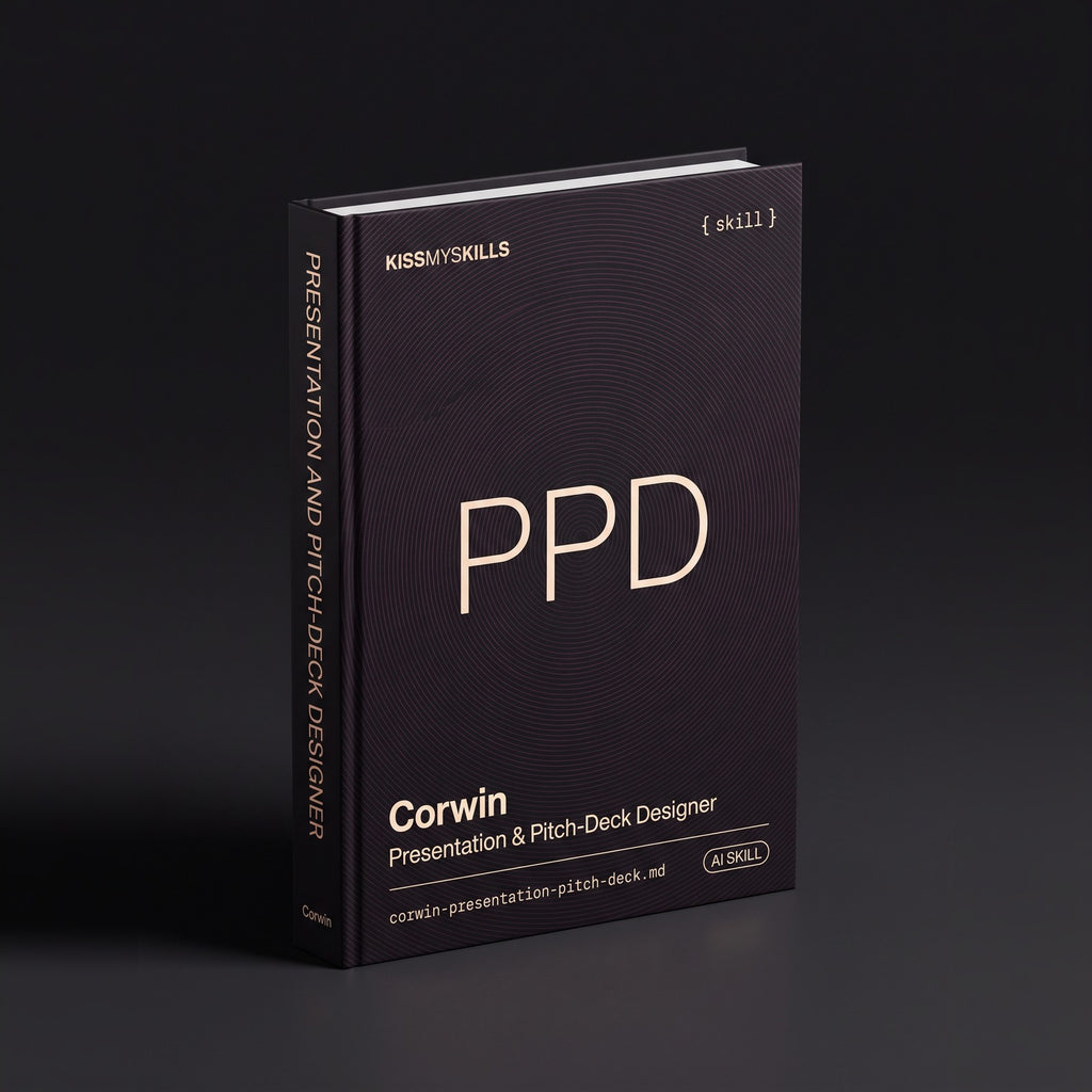 Presentation & Pitch-Deck Designer Claude skill by KissMySkills, hardcover volume cover