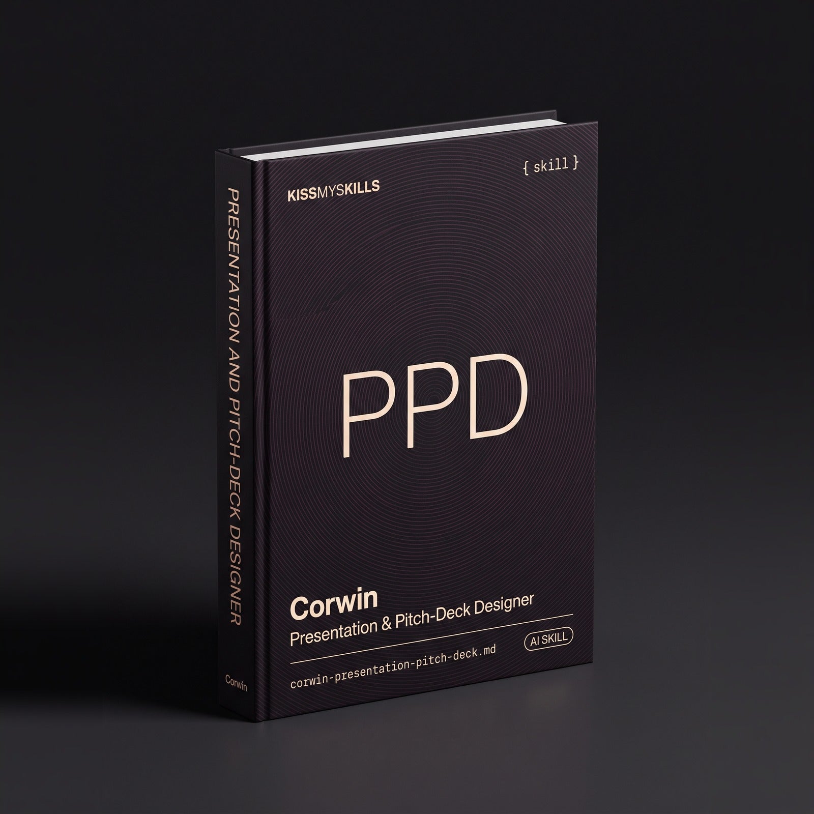 Presentation & Pitch-Deck Designer Claude skill by KissMySkills, hardcover volume cover