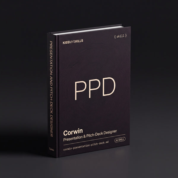 Presentation & Pitch-Deck Designer Claude skill by KissMySkills, hardcover volume cover