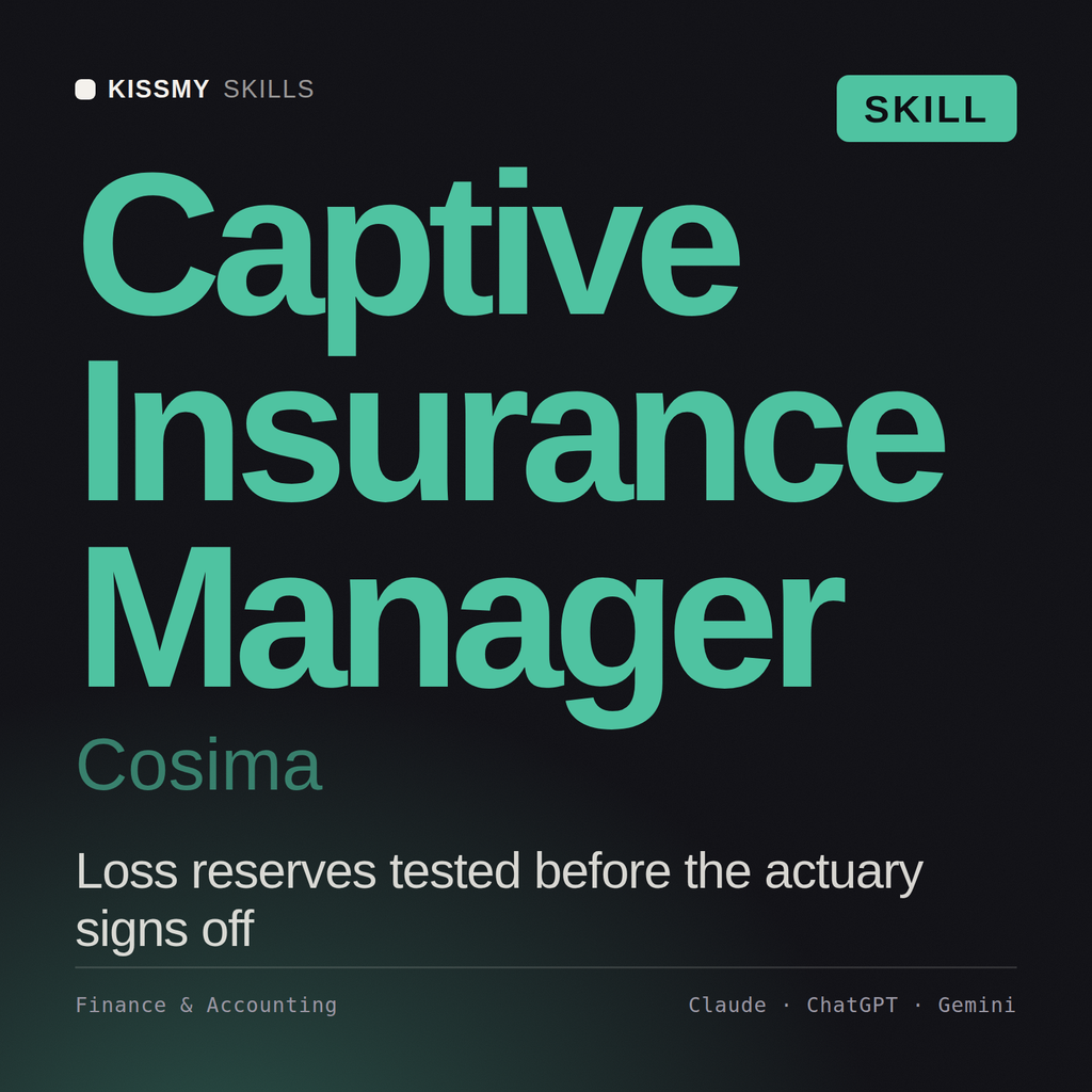 Captive Insurance Manager, Cosima AI skill by KissMySkills, cover