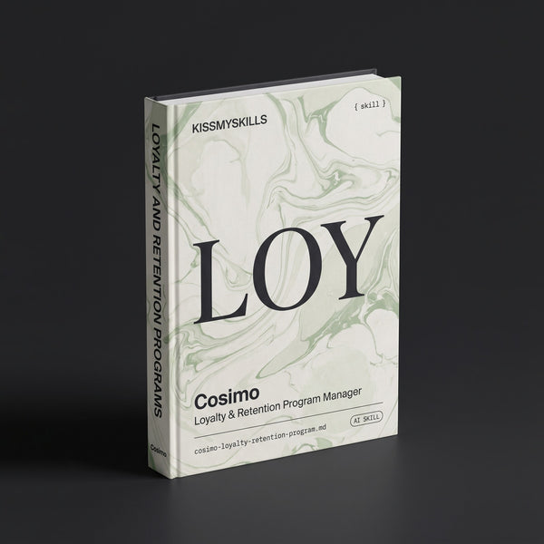 Cosimo - Loyalty & Retention Program Manager Claude skill by KissMySkills, hardcover volume cover