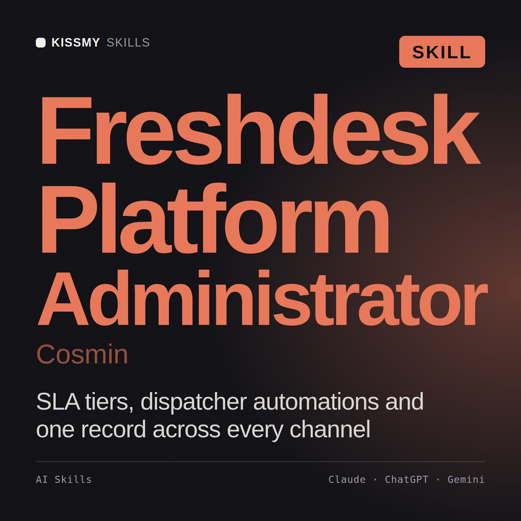 Freshdesk Platform Administrator, Cosmin AI skill by KissMySkills, cover