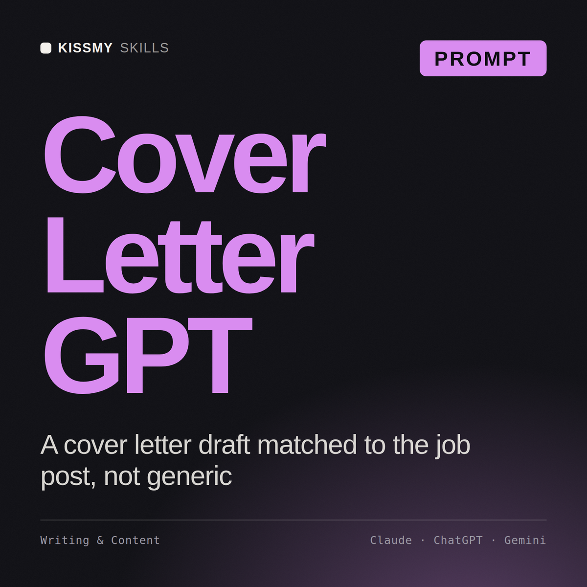 Cover Letter GPT AI prompt by KissMySkills, cover