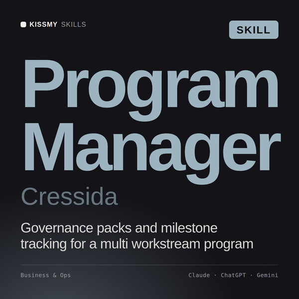 Program Manager, Cressida AI skill by KissMySkills, cover