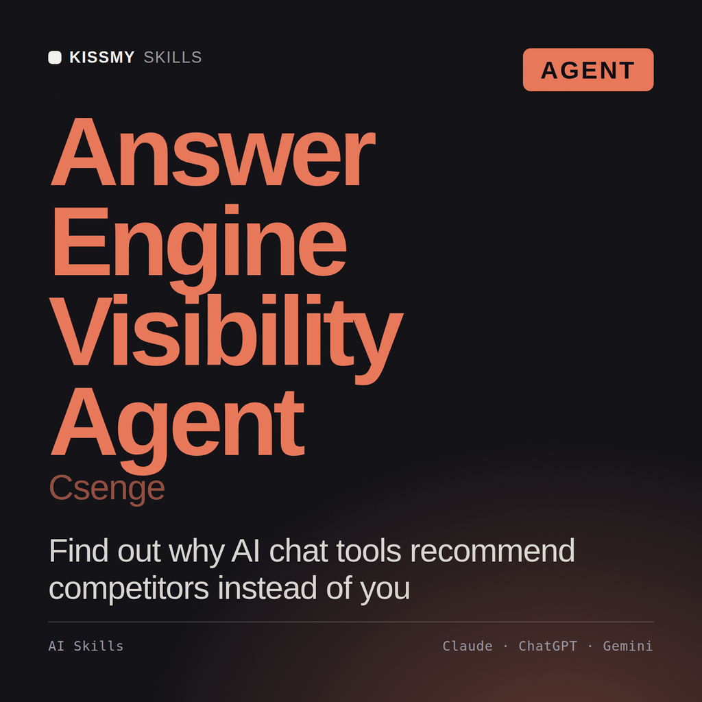 Answer Engine Visibility Agent, Csenge AI agent by KissMySkills, cover