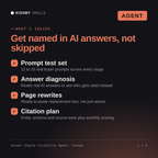 What's inside the Answer Engine Visibility Agent, Csenge AI agent: Prompt test set, Answer diagnosis, Page rewrites, Citation plan