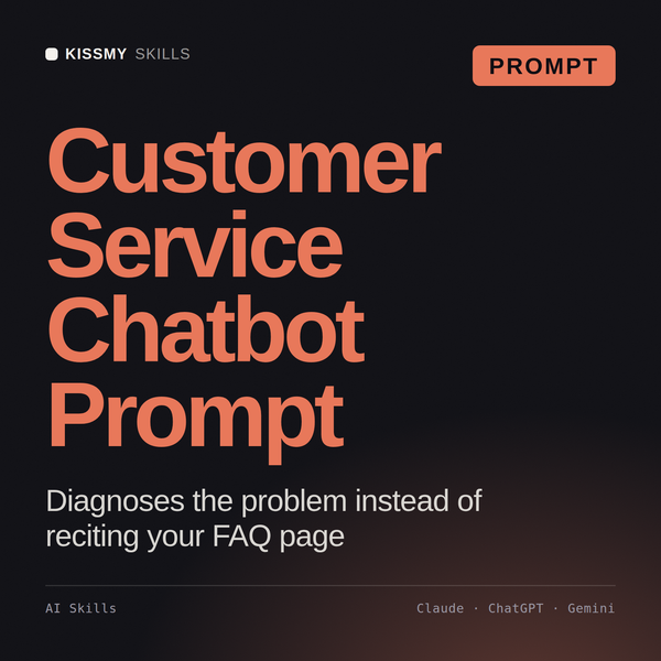 Customer Service Chatbot Prompt AI prompt by KissMySkills, cover