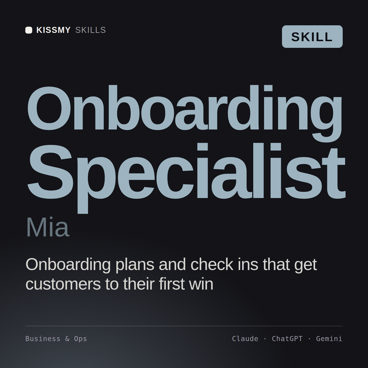 Onboarding Specialist, Mia AI skill by KissMySkills, cover