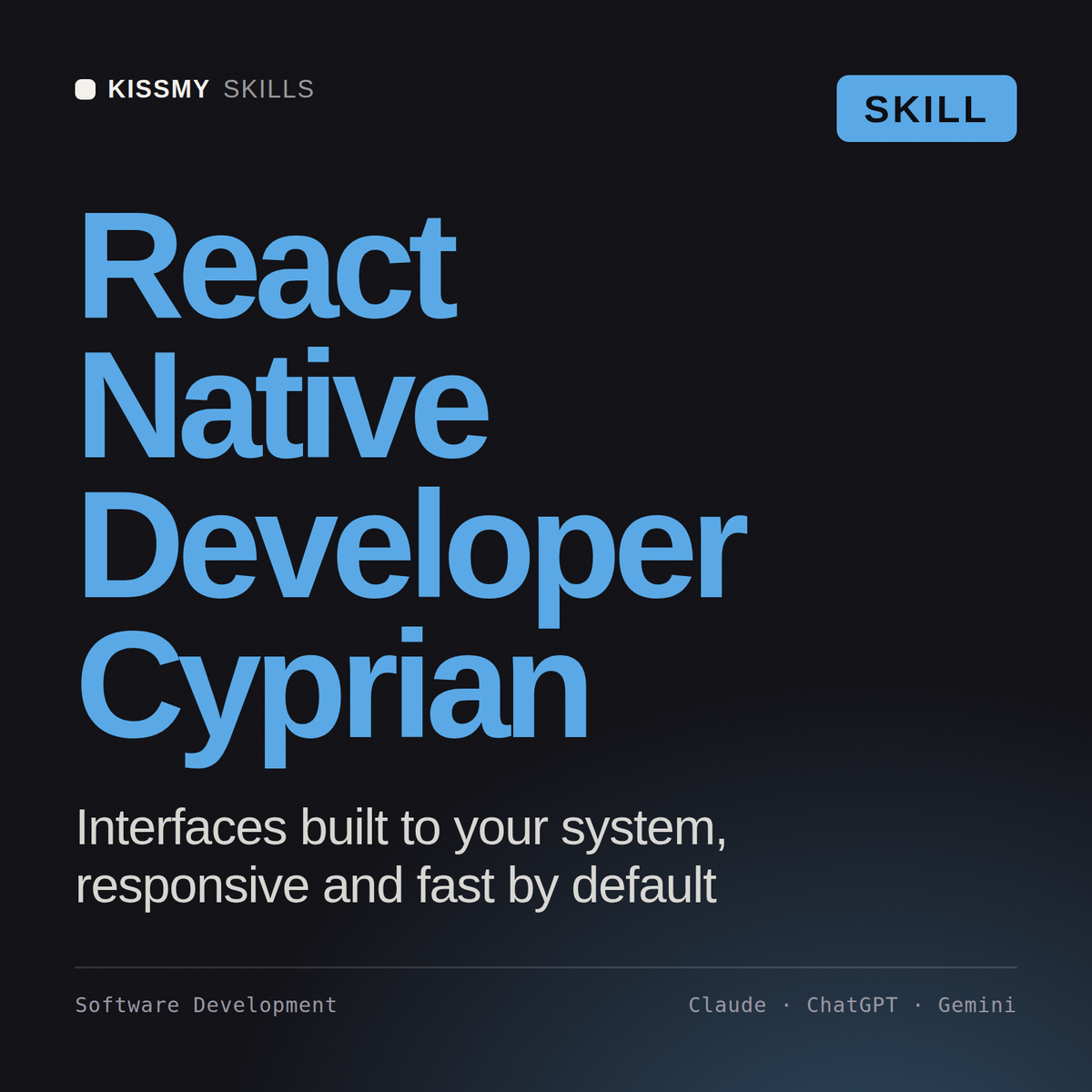 React Native Developer, Cyprian AI skill by KissMySkills, cover