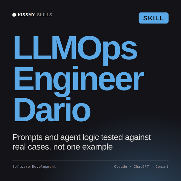 LLMOps Engineer, Dario AI skill by KissMySkills, cover