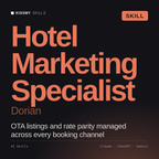 Hotel Marketing Specialist, Dorian AI skill by KissMySkills, cover