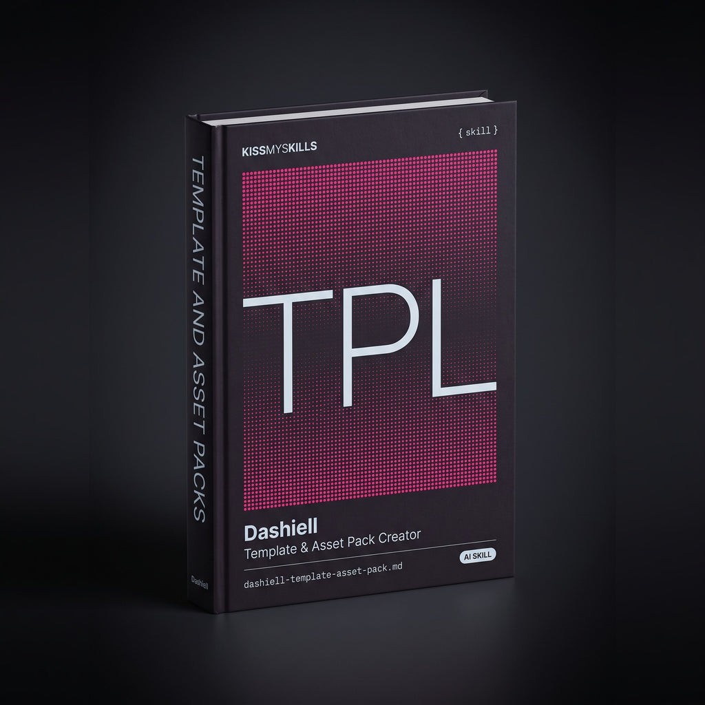 Template & Asset Pack Creator Claude skill by KissMySkills, hardcover volume cover