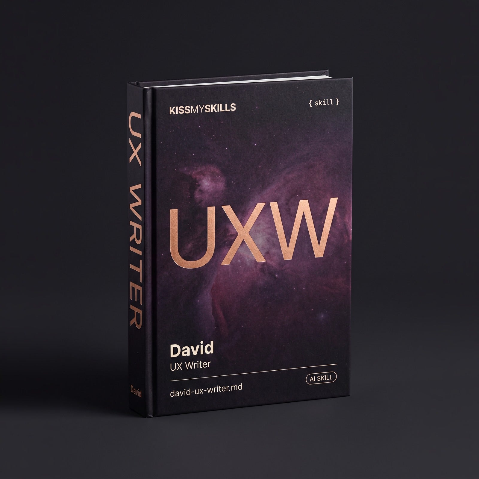 UX Writer Claude skill by KissMySkills, hardcover volume cover