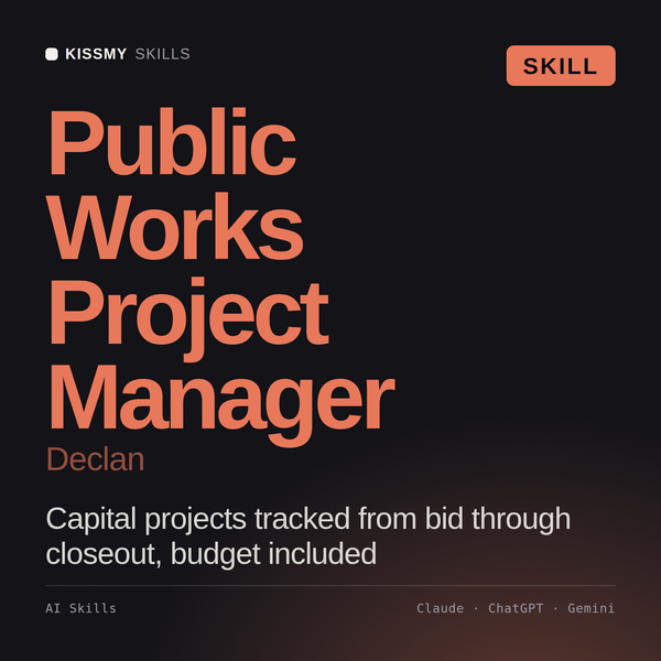 Public Works Project Manager, Declan AI skill by KissMySkills, cover