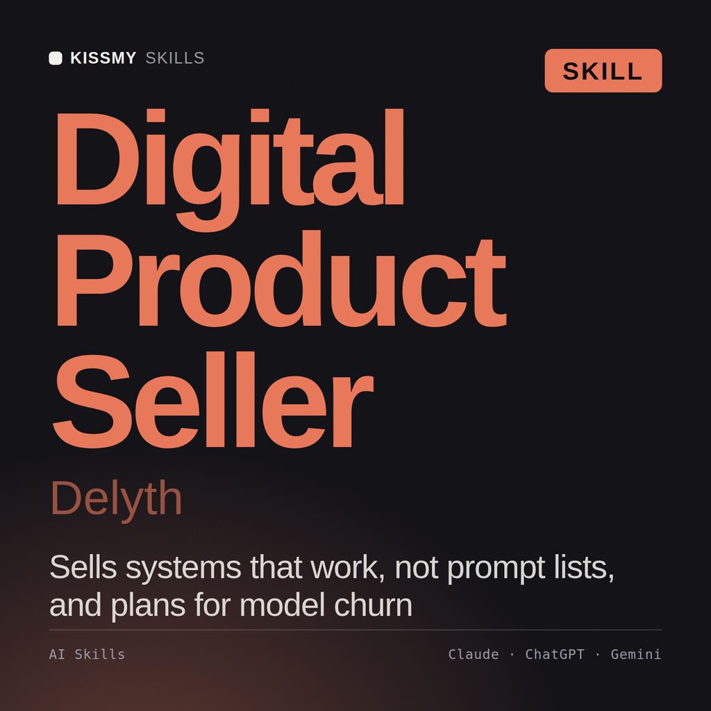 Digital Product Seller, Delyth AI skill by KissMySkills, cover
