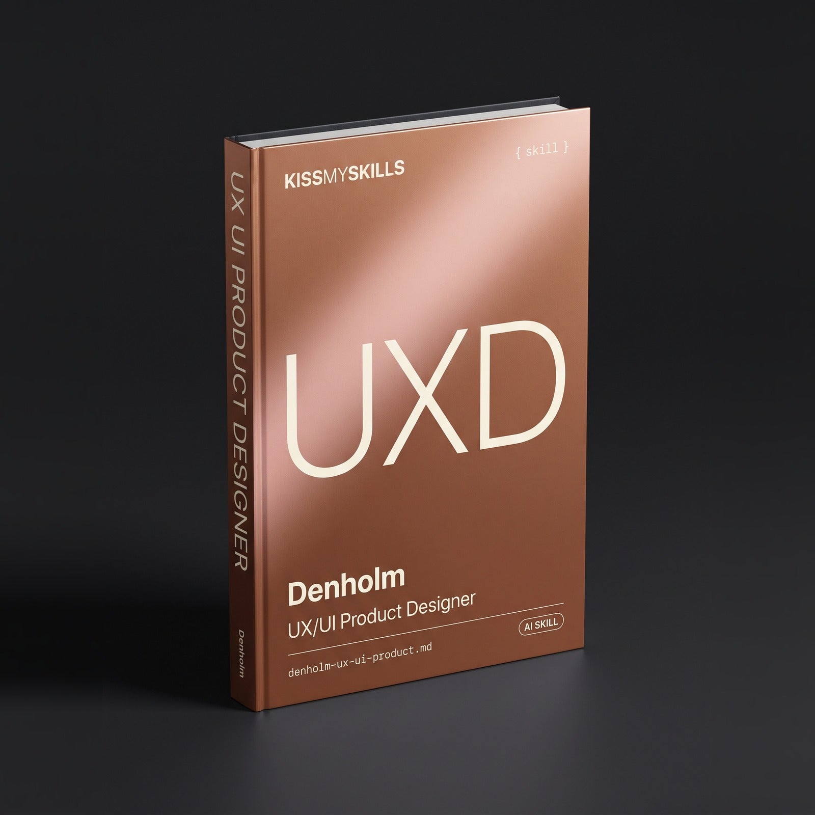 UX/UI Product Designer Claude skill by KissMySkills, hardcover volume cover