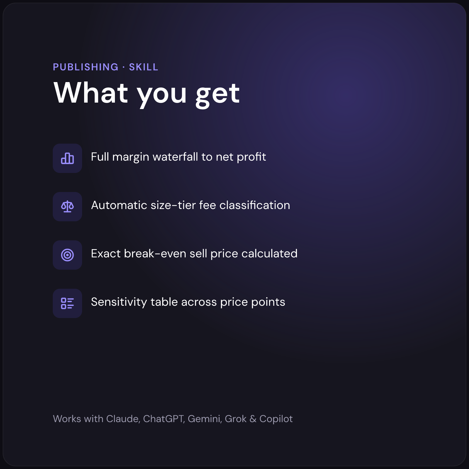 Derek - Amazon FBA Profit Calculator AI Skill - what you get