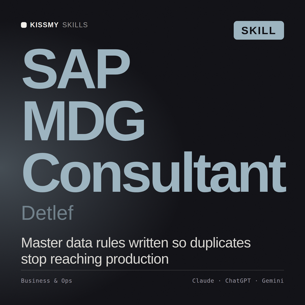 SAP MDG Consultant, Detlef AI skill by KissMySkills, cover