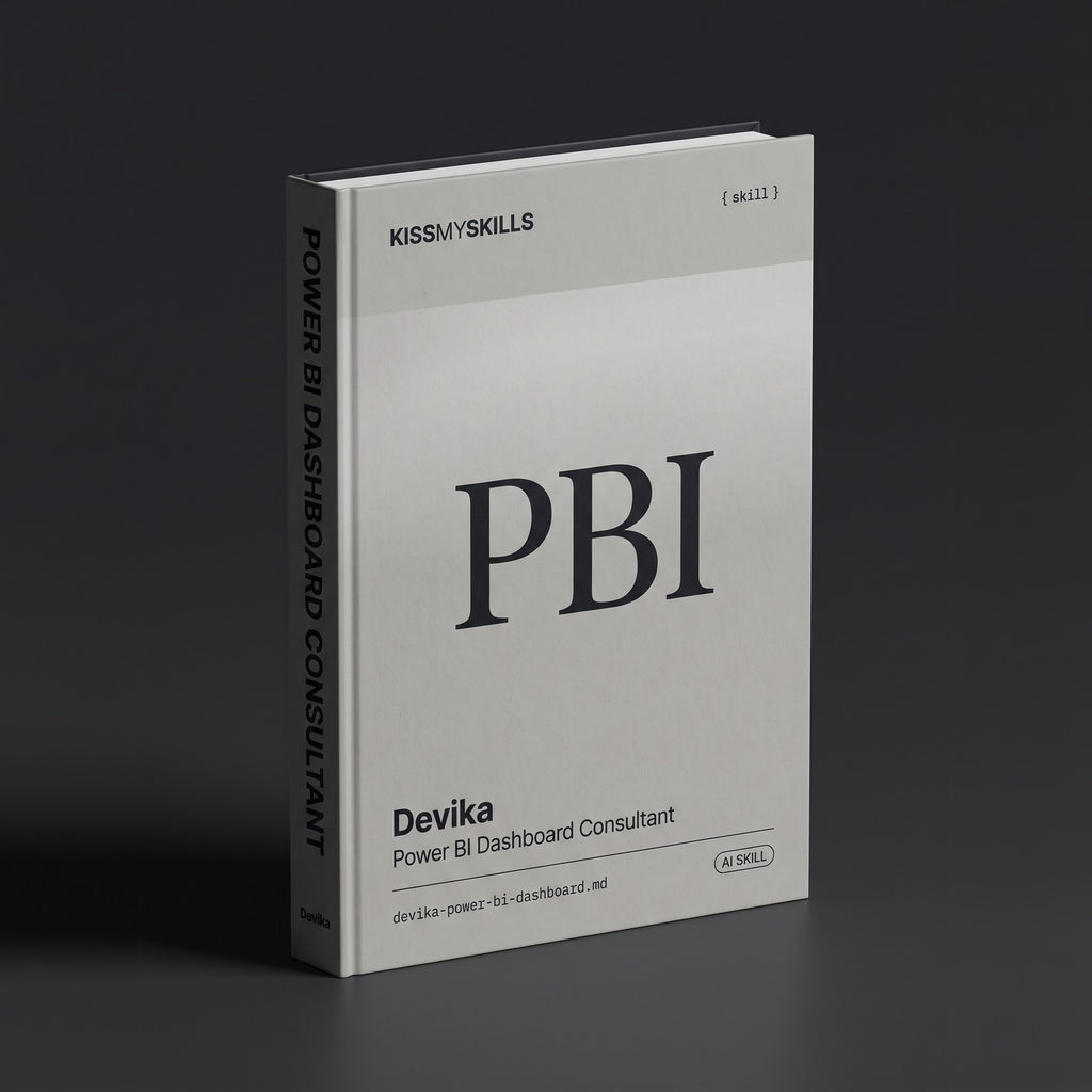 Power BI Dashboard Consultant Claude skill by KissMySkills, hardcover volume cover