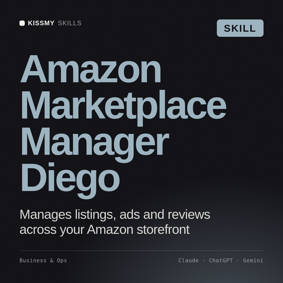 Amazon Marketplace Manager, Diego AI skill by KissMySkills, cover