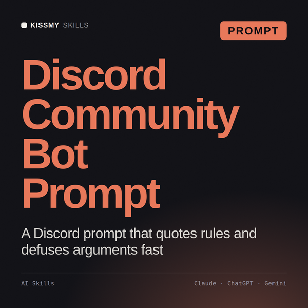 Discord Community Bot Prompt AI prompt by KissMySkills, cover