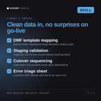 What's inside the Data Migration Specialist, Dobromir AI skill: DMF template mapping, Staging validation, Cutover sequencing, Error triage sheet
