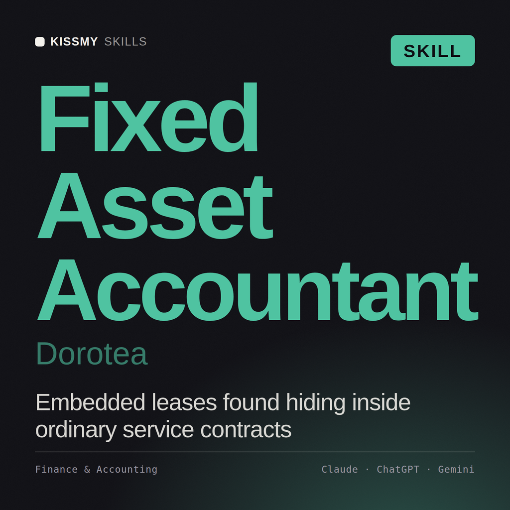 Fixed Asset Accountant, Dorotea AI skill by KissMySkills, cover