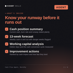 What's inside the Cash Flow Agent, Dorothy AI agent: Cash position summary, 13-week forecast, Working capital analysis, Improvement actions