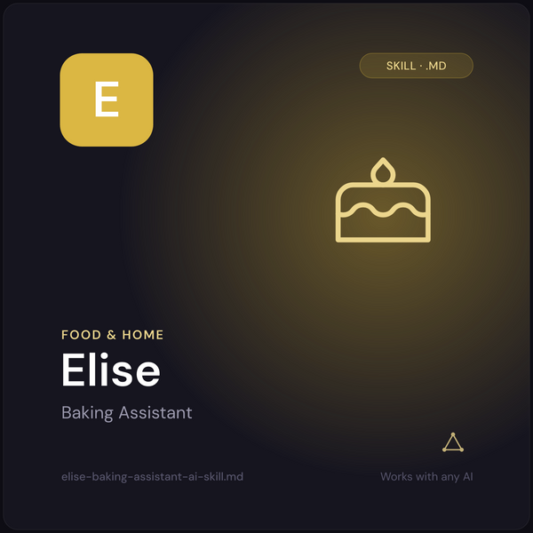 Elise — Baking Assistant AI Skill cover