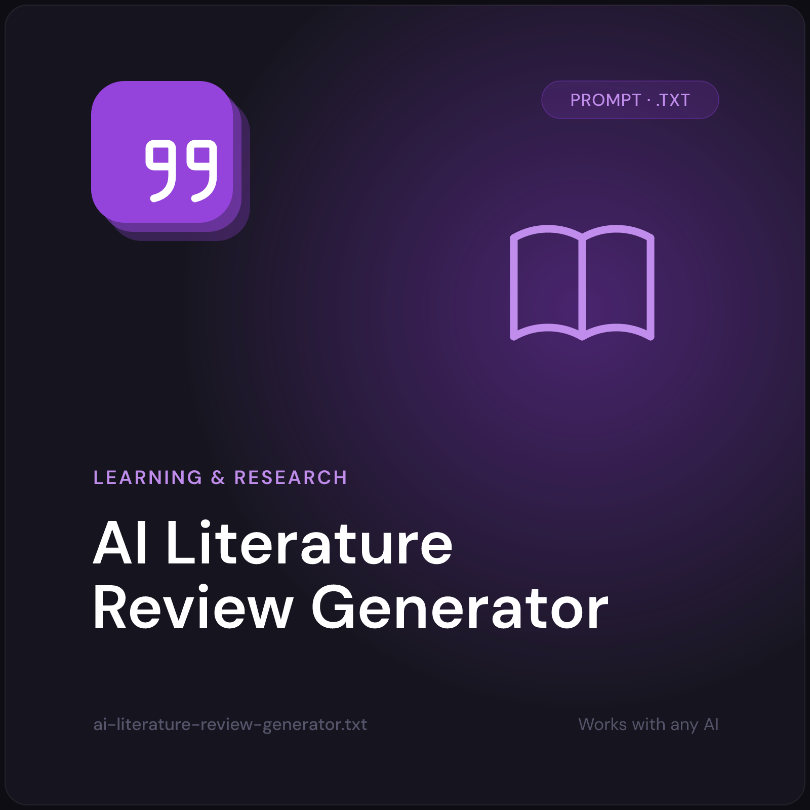 AI Literature Review Generator prompt cover