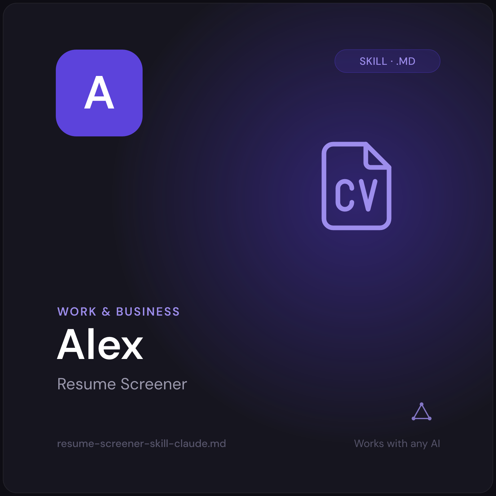 Alex — Resume Screener AI Skill cover