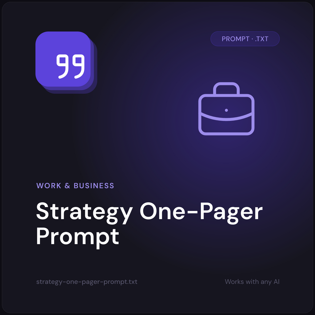 Strategy One-Pager Prompt cover