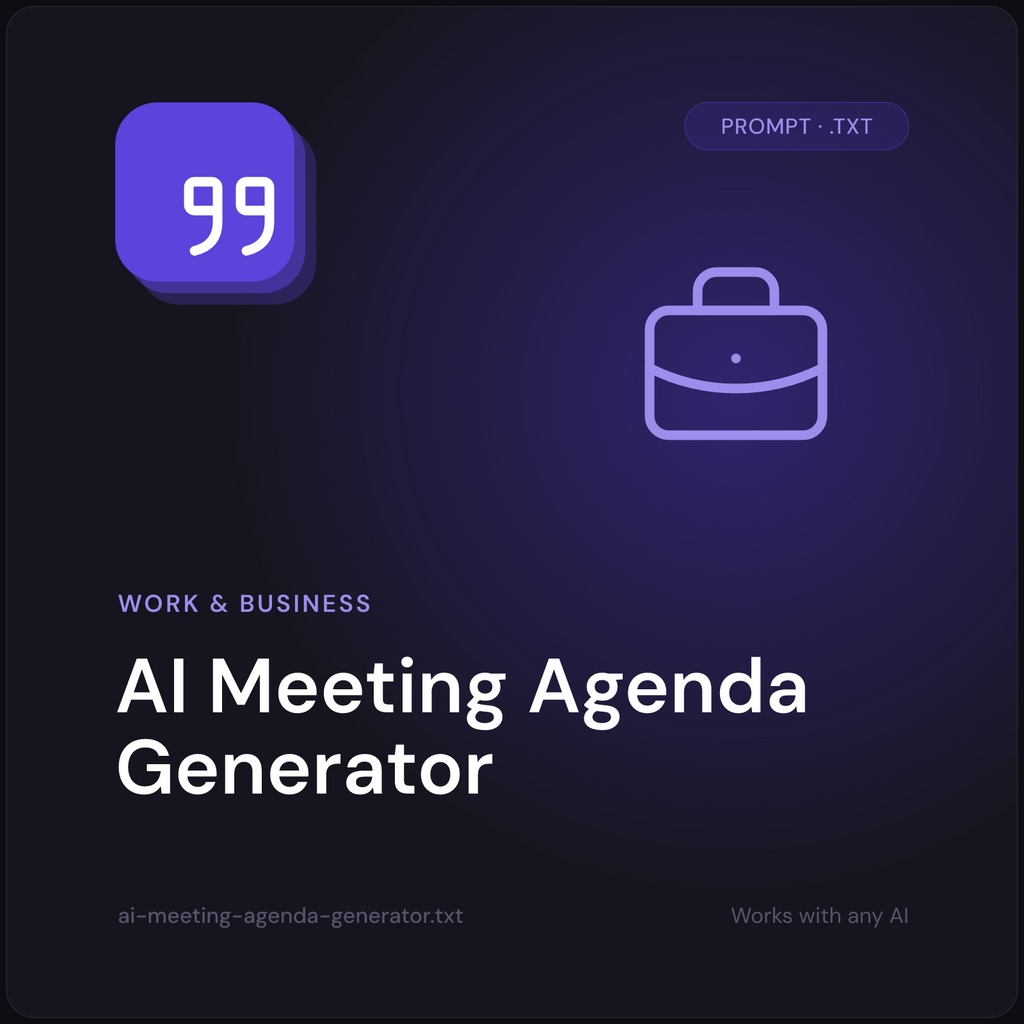 AI Meeting Agenda Generator prompt cover