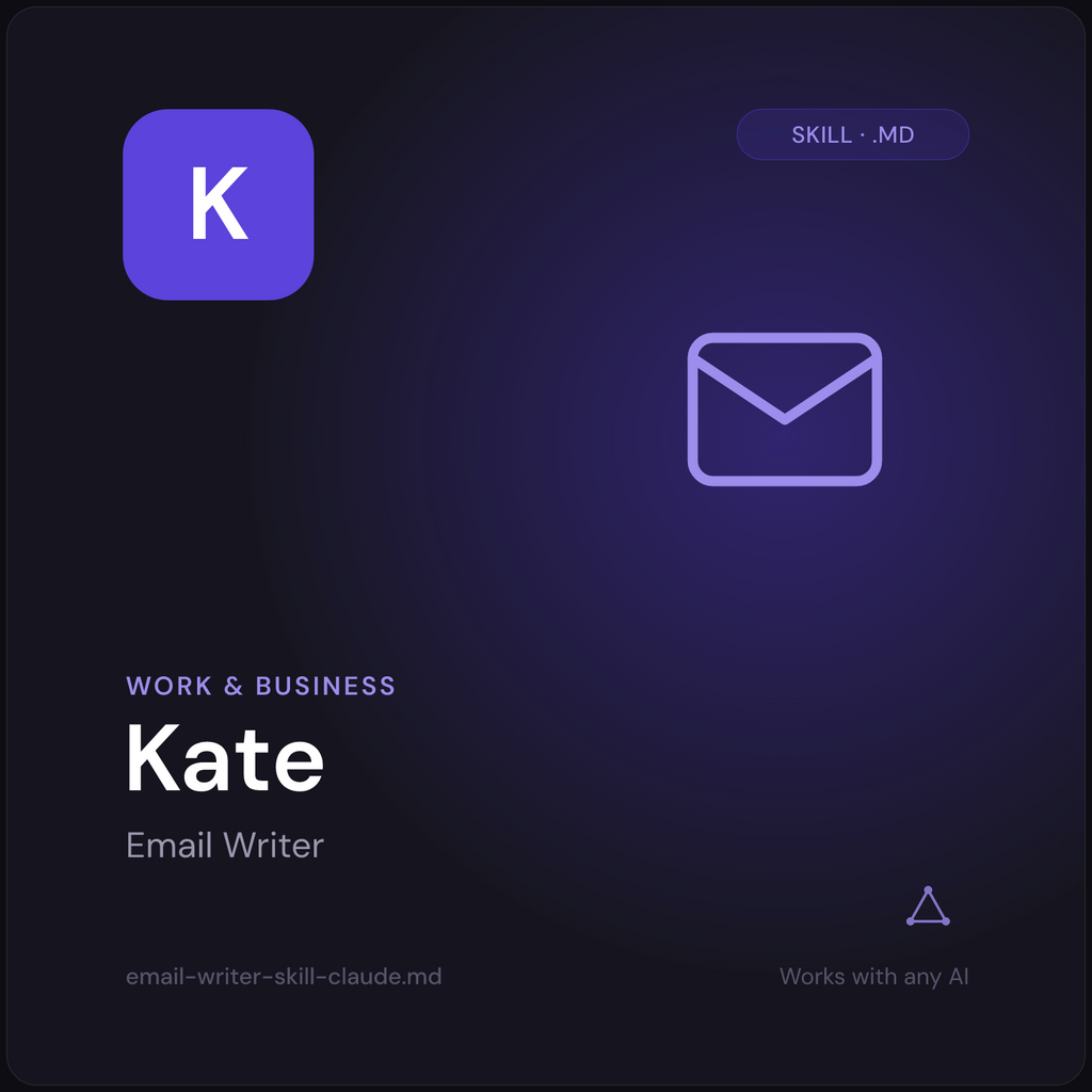Kate — Email Writer AI Skill cover
