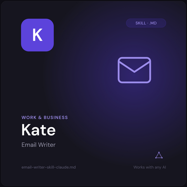 Kate — Email Writer AI Skill cover