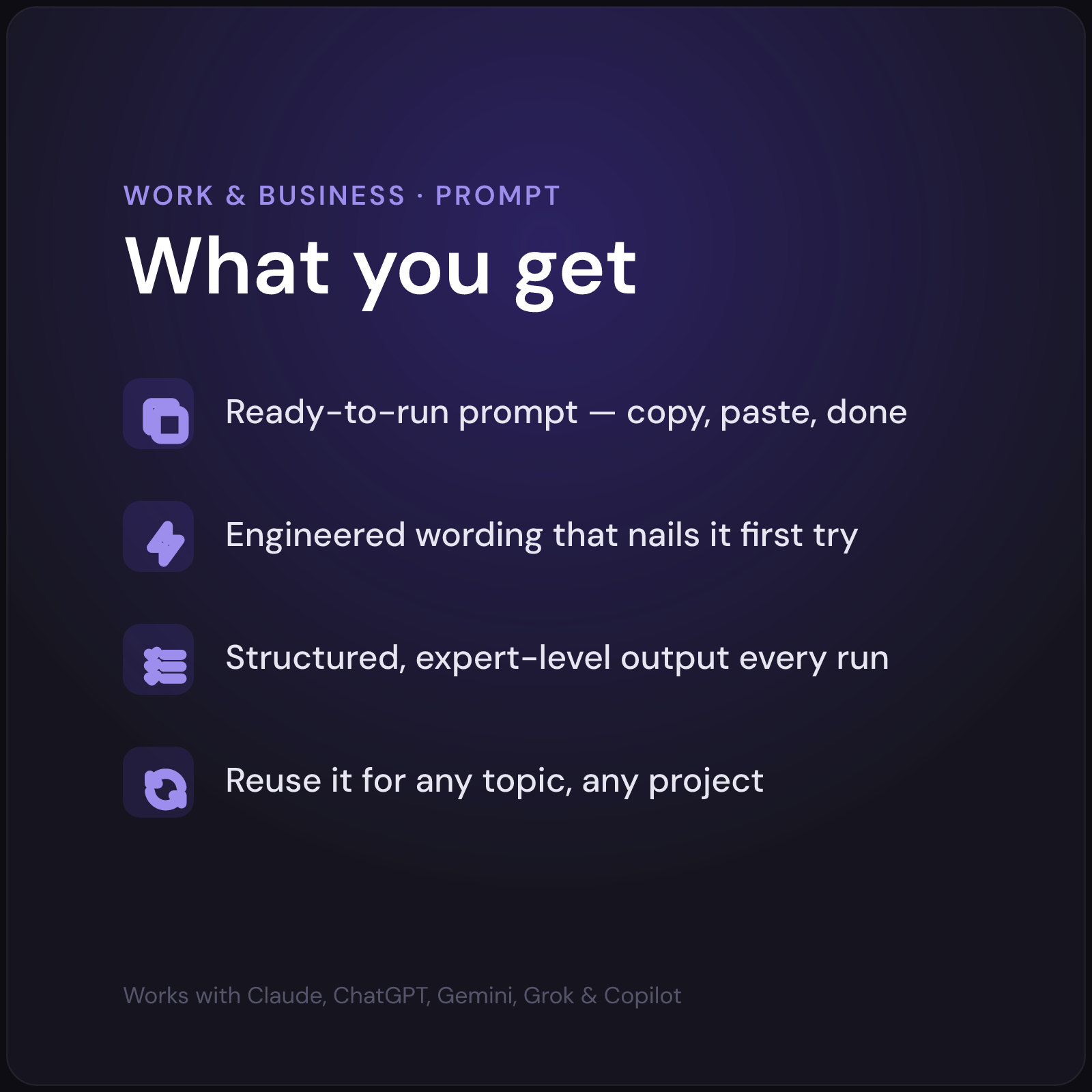 Business Plan Prompt — what's included