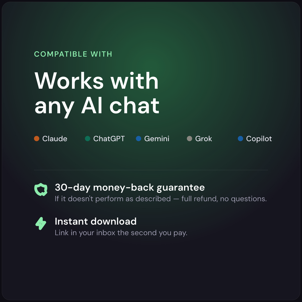 AI Prospecting Message Writer — works with any AI, 30-day guarantee