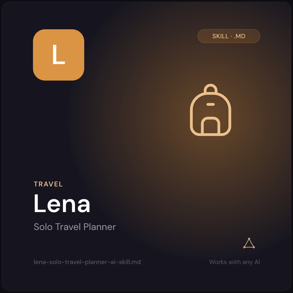Lena — Solo Travel Planner AI Skill cover