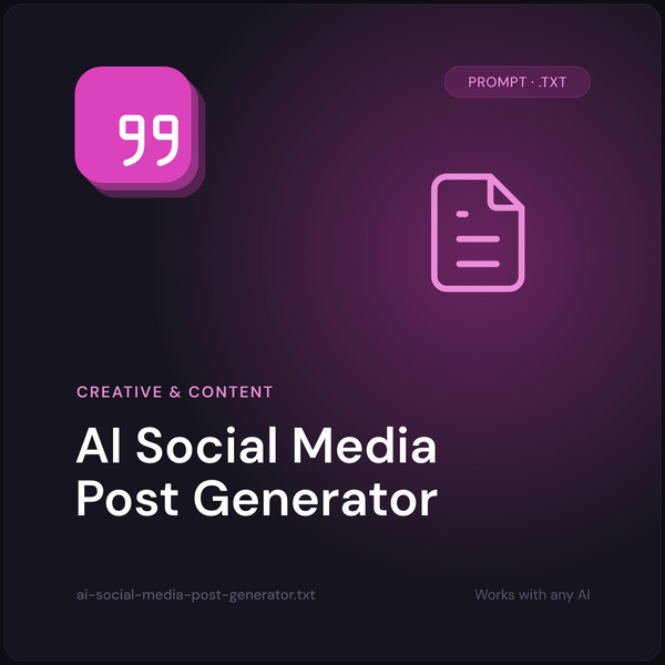 AI Social Media Post Generator prompt cover