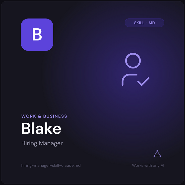 Blake — Hiring Manager AI Skill cover