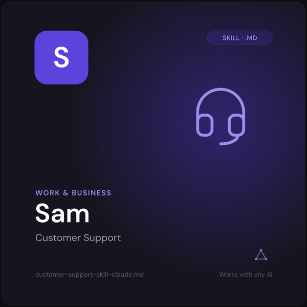 Sam — Customer Support AI Skill cover