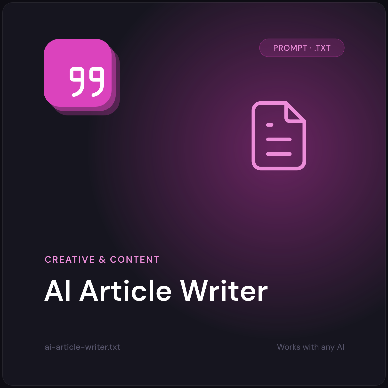 AI Article Writer prompt cover